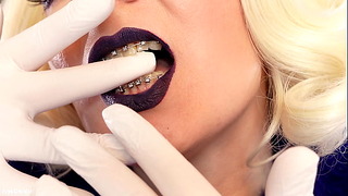 Free: Medical Nitrile White Nurse Gloves And Fur With Dark Lipstick – Blond Asmr Arya Grander