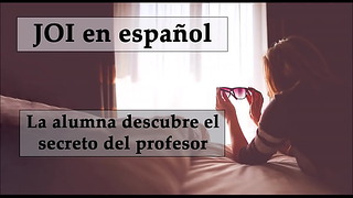 JOI 스페인어가 지원됩니다. Femdom 항문, Alumna Encuentra El Consolador De Su 교수.