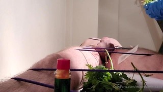 CBT Big Cock Tortured With Stinging Nettles