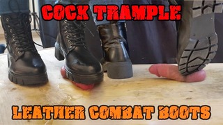 Écrasant sa bite dans des bottes de combat en cuir noir - CBT Bootjob avec Tamystarly - Ballbusting, Femdom