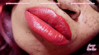 Godin Rosie Reed Lippenstift Mond Fetisj Aanbidding Ebony Lippen Kussen Ebony Schoonheid Mond Masturbatie Aanmoediging