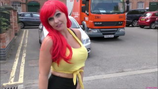 Red Head Hotty Roxi Keogh Wears A Nappy Diaper Underneath Her Skirt In Public Flashes It As She Walks Down The Road!