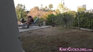 Cuckolding Babe Outdoors Rides Black Dong