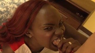 Ebony Mistress Give Him A Hard CBT Blowjob