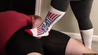 Katie Is Top Gun – Ballbusting Kicks Paddles Slaps In Socks