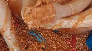 Milf Sexy Feet In Beans, Pussy Play And Foot Worship