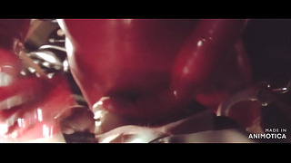 Rubbernurse Agnes – Red Latex Outfit – Intense Pegging With A Long Giant Dildo, Final Elbow Deep Anal Fisting And